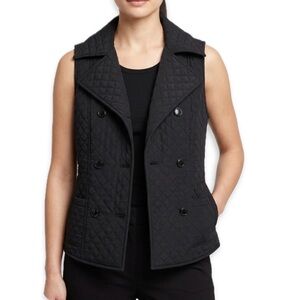 Talbots Doubled Breast Black Quilted Short Vest Women’s Size Small